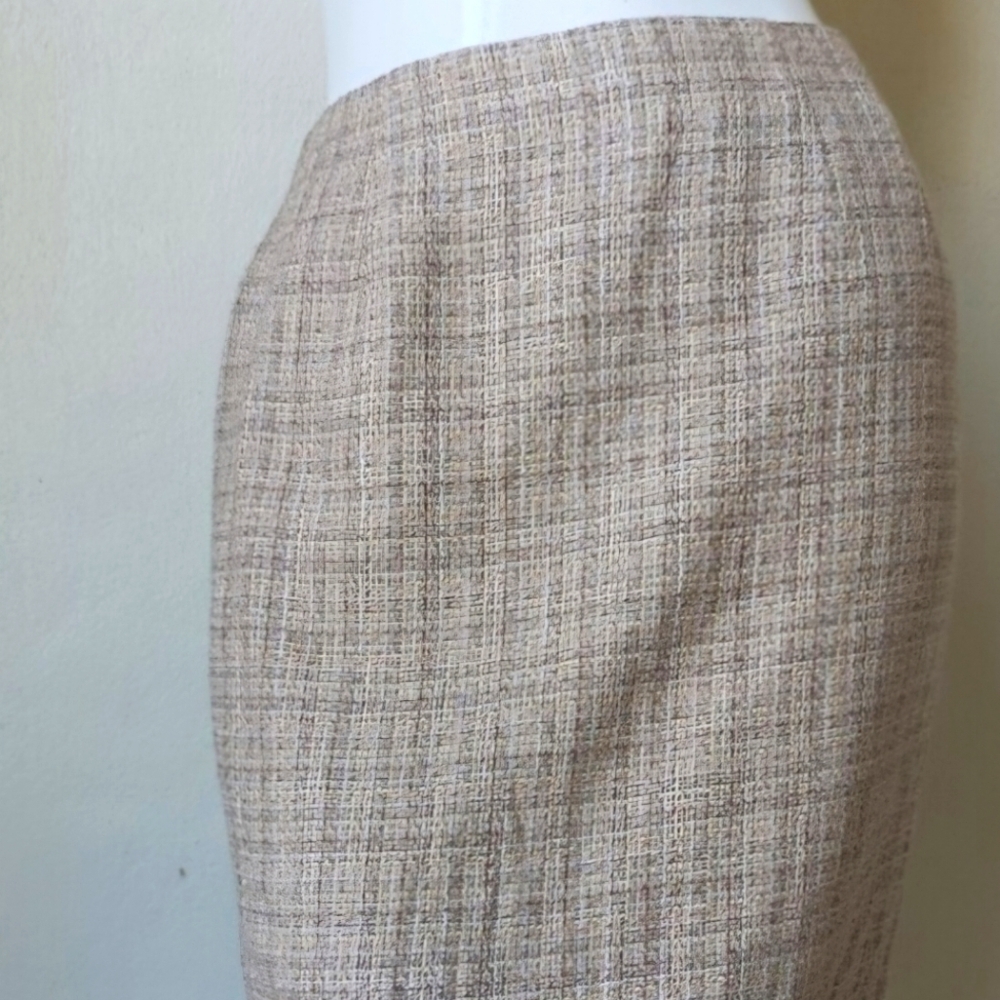 Talbots Cream and Gold Tweed Pencil Skirt sz 8